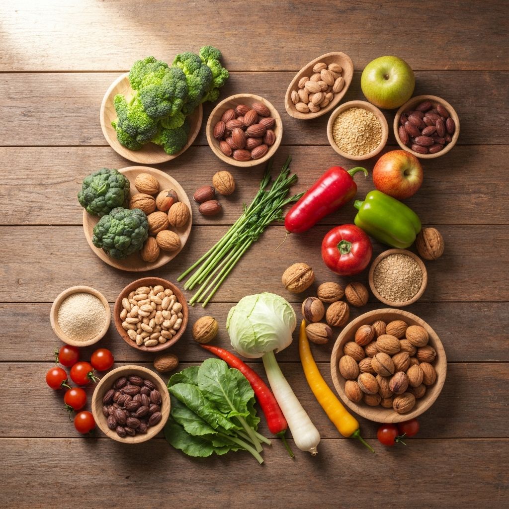 Natural whole foods arranged harmoniously