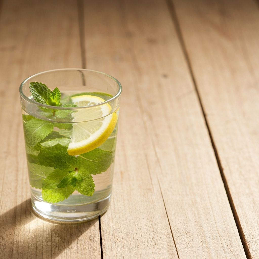 Glass of water with mint and lemon
